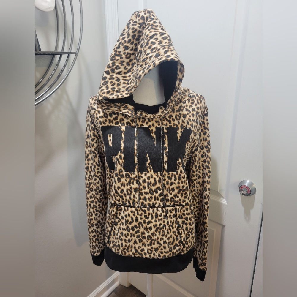 VS PINK HTF LEOPARD COWL NECK HOODIE - Picture 2 of 10